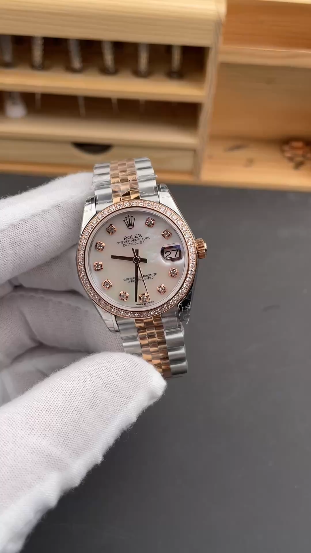 Rolex Datejust 31mm Stainless Steel and Rose Gold 278381RBR Mop Diamond Jubilee