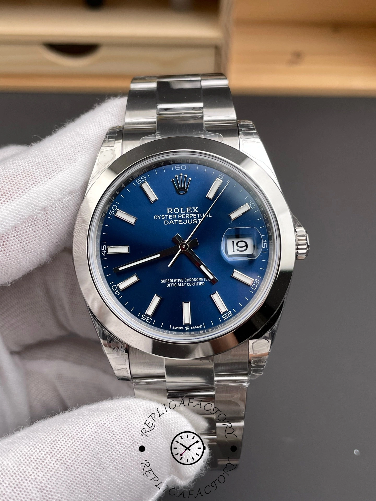 Rolex Datejust 41mm 126300-0001 Blue Dial Stainless Steel Oyster Bracelet Men's Replica Watch