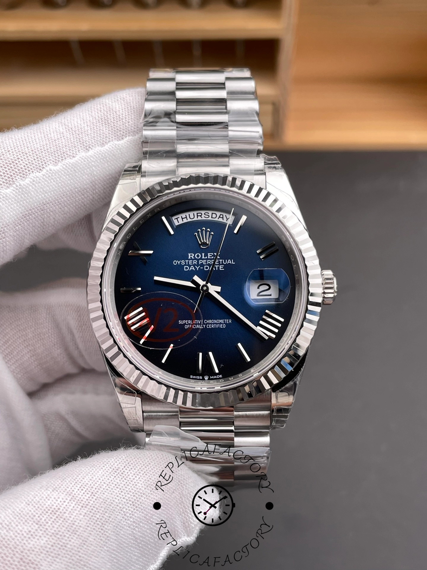 Rolex Day Date 40 White Gold Blue Ombre Dial M228236 0024