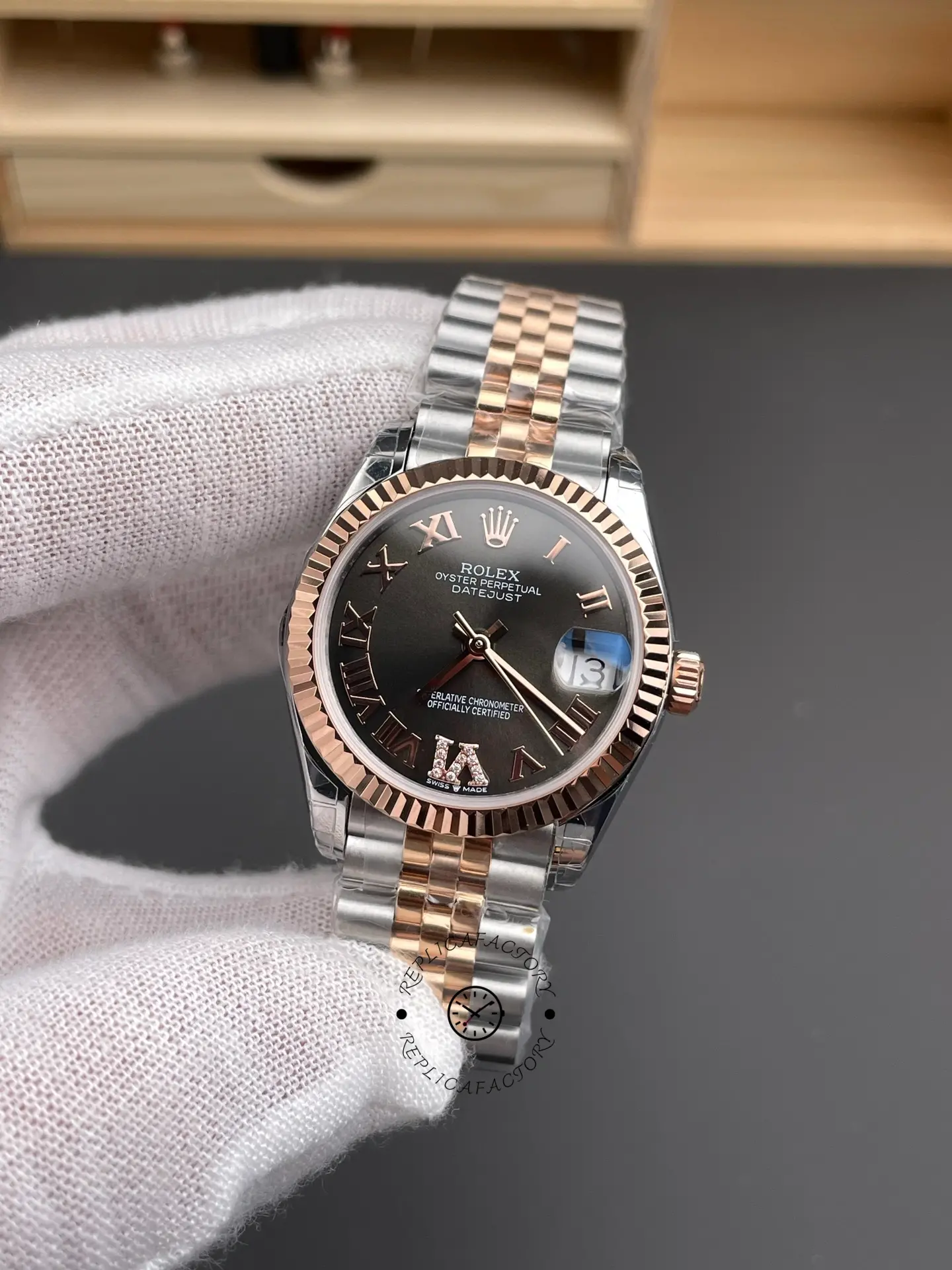 Rolex Datejust 31 Slate Grey Dial Diamond VI 278271 0030 Women's Watch