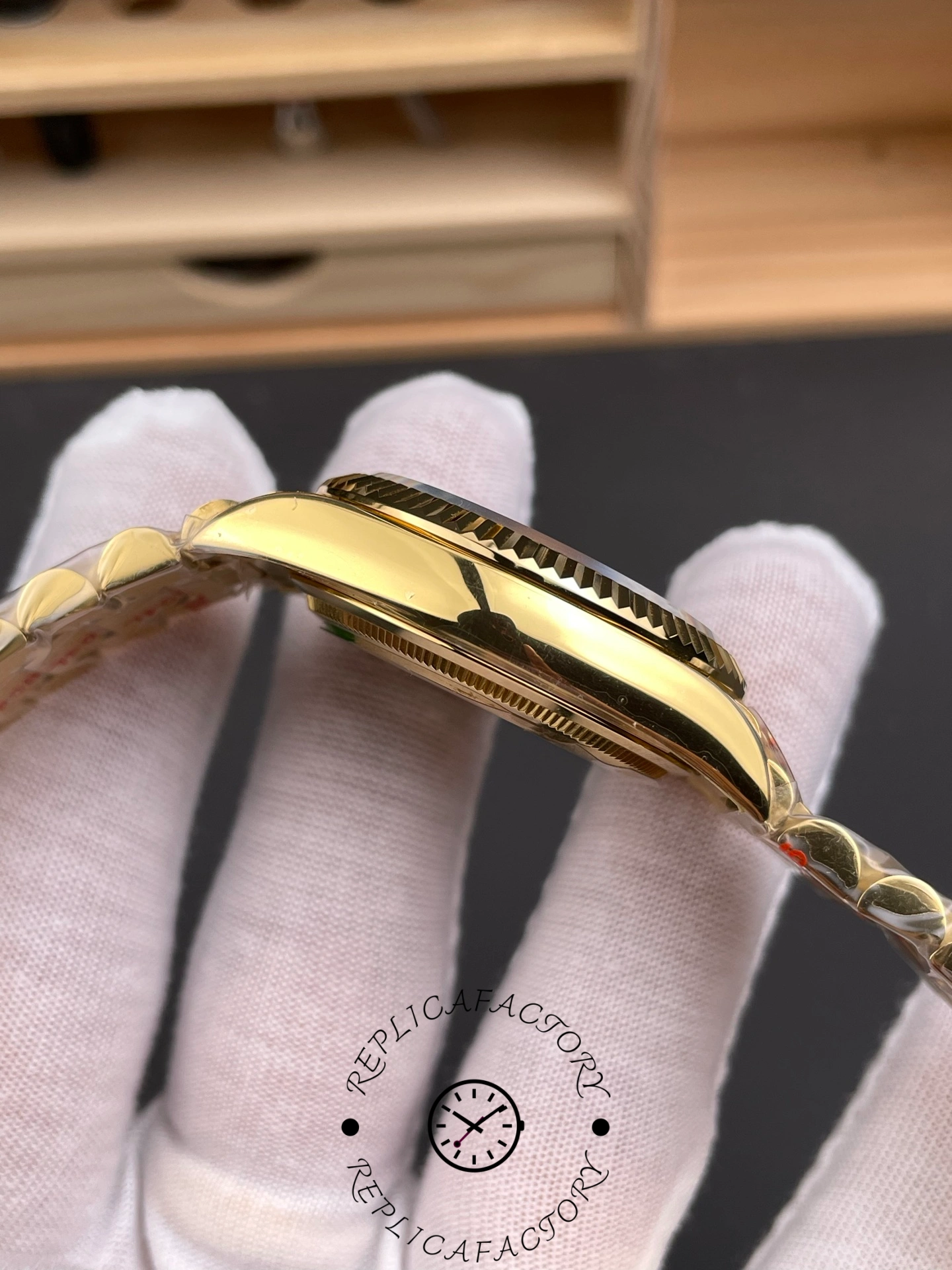 Rolex Day Date 128238-0106 36mm Yellow Gold Fluted Bezel Emoji Puzzle Dial