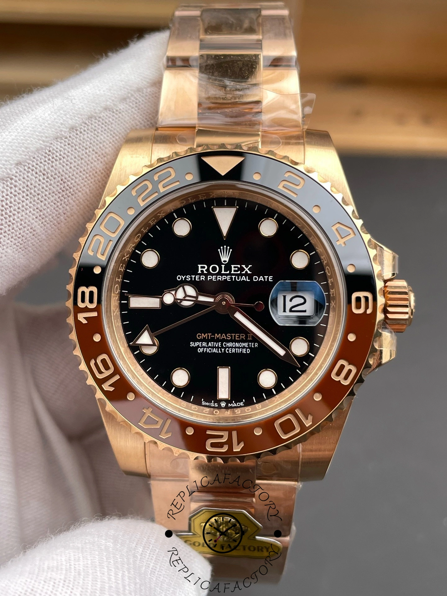 Rolex GMT-Master II 126715CHNR Black Dial Everose case 40MM Mens Replica Watch
