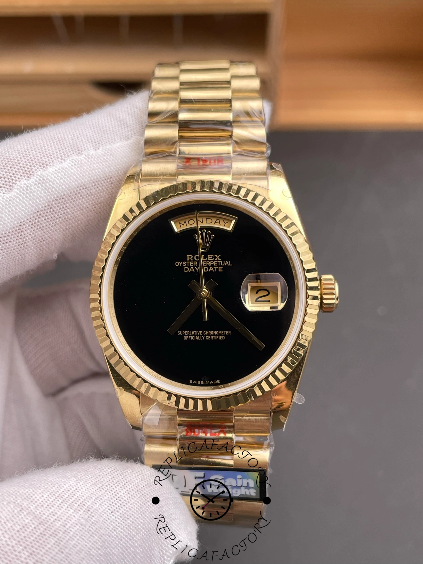 Rolex Day-Date 18038 36mm President Men's Onyx Dial Watch 1:1 Clone