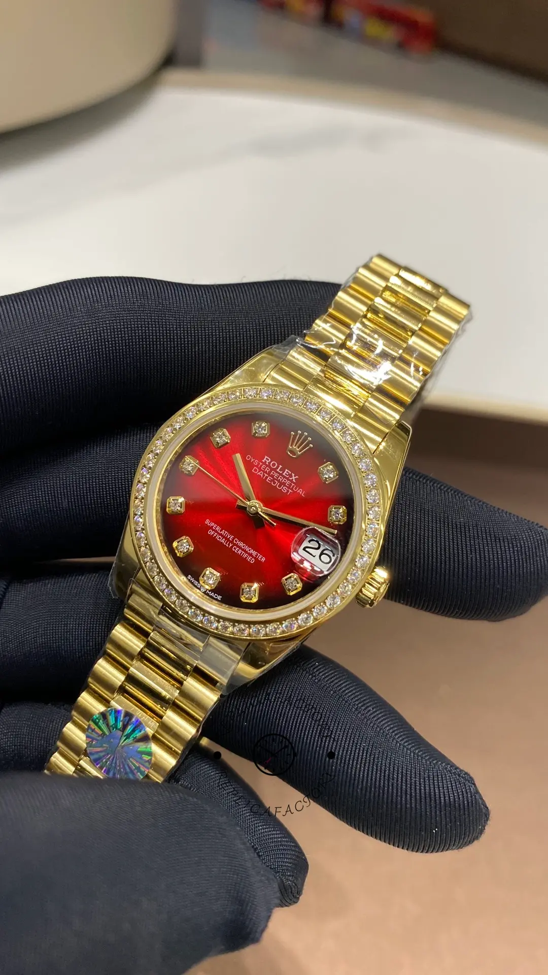 Rolex Datejust Yellow Gold Strap Replica 31 Diamond-Set Bezel 278288RBR-0041