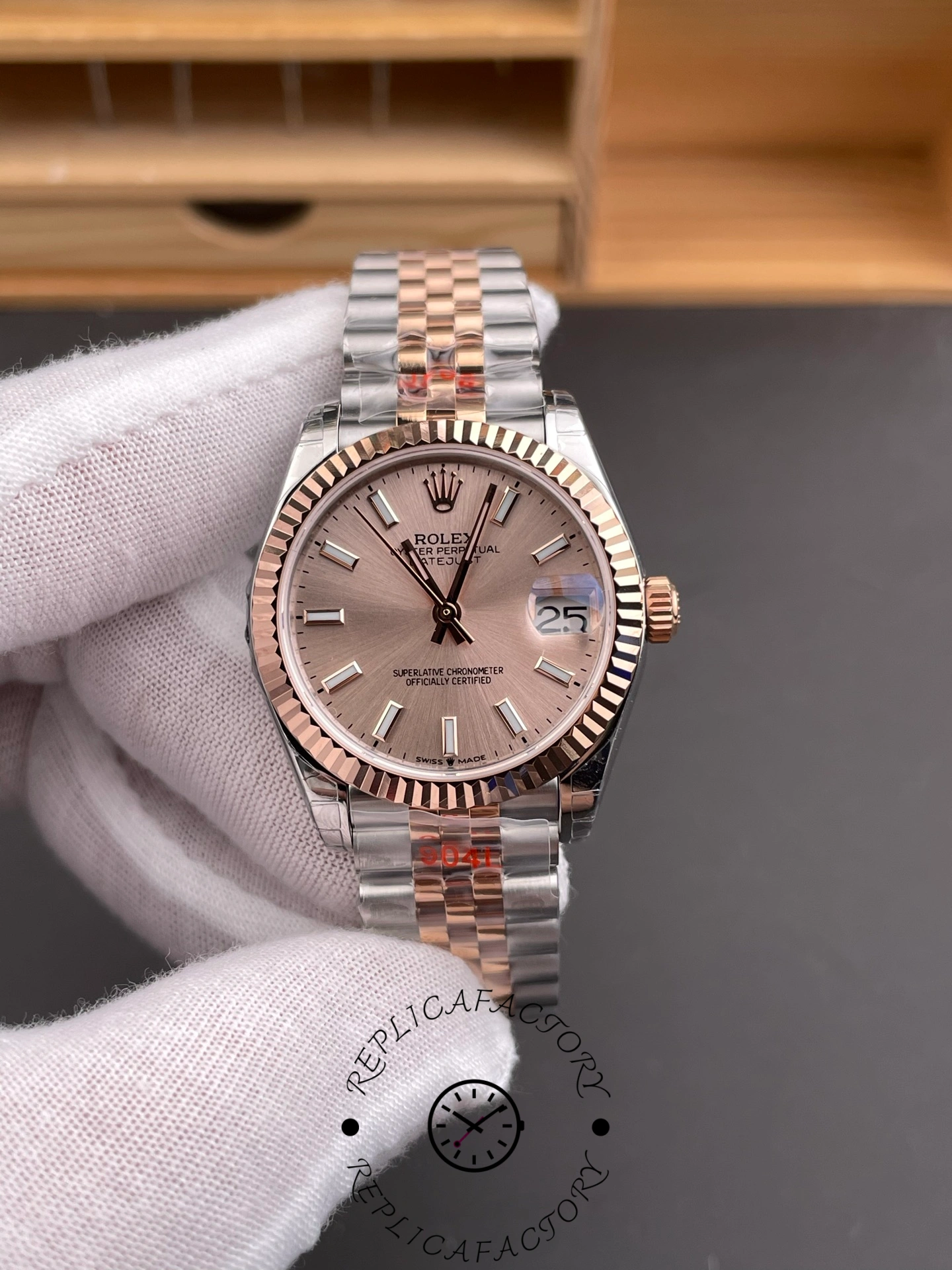 Rolex Datejust 31mm Stainless Steel and Rose Gold m278271 0010 Rose Index Jubilee ladies watch