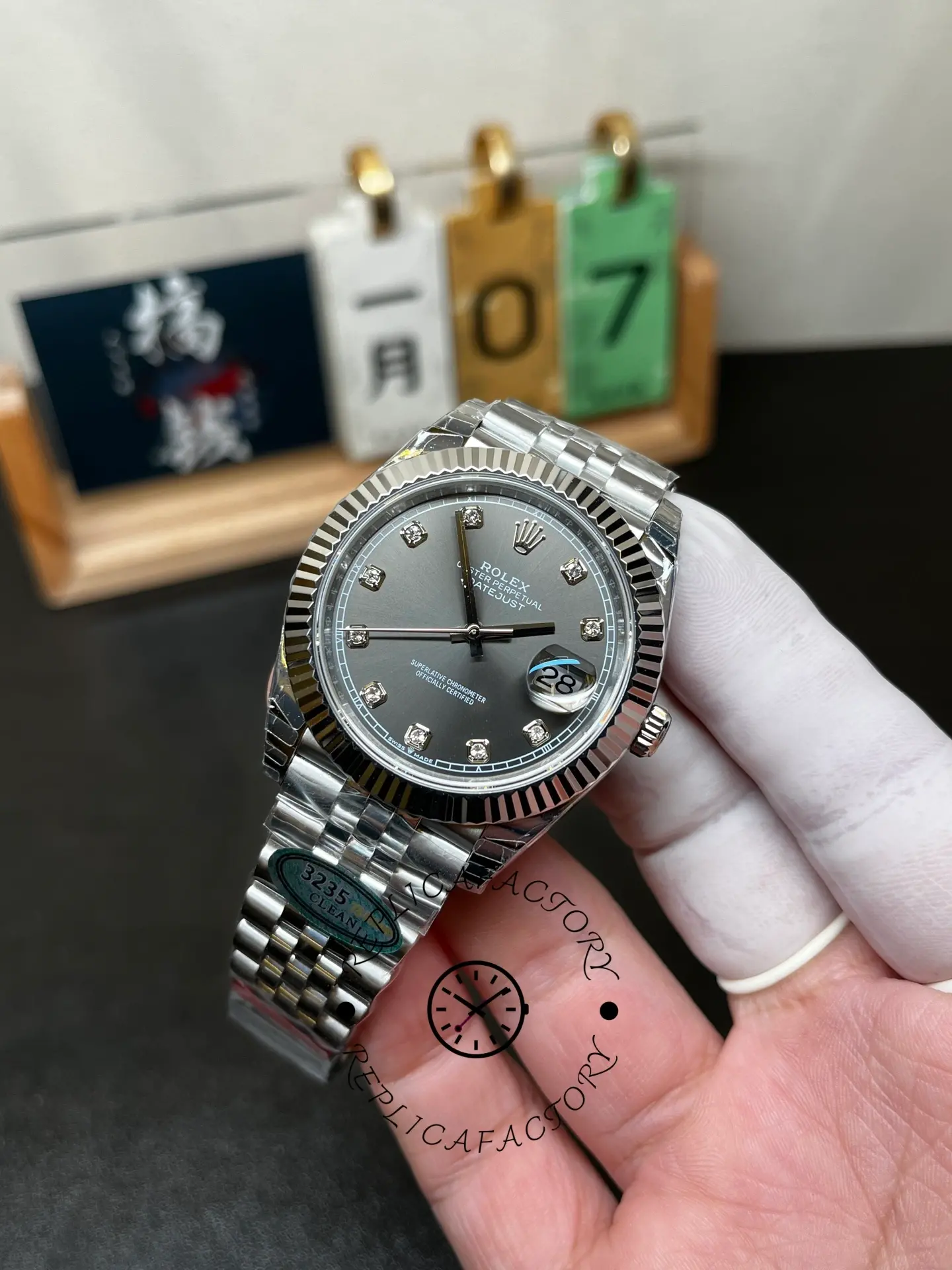 Rolex Datejust 41 Rhodium Diamond Dial Fluted Bezel m126334 0006 Men's Watch