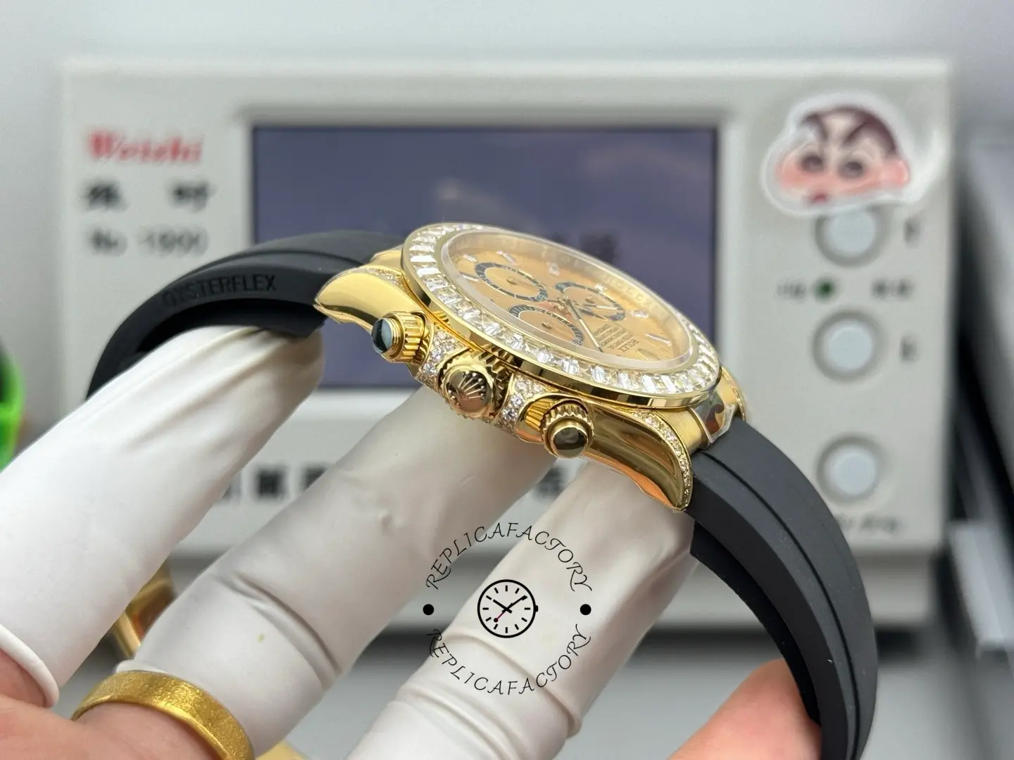 Clone Rolex Daytona 126538TBR-0004 Gold Dial & Oysterflex Strap
