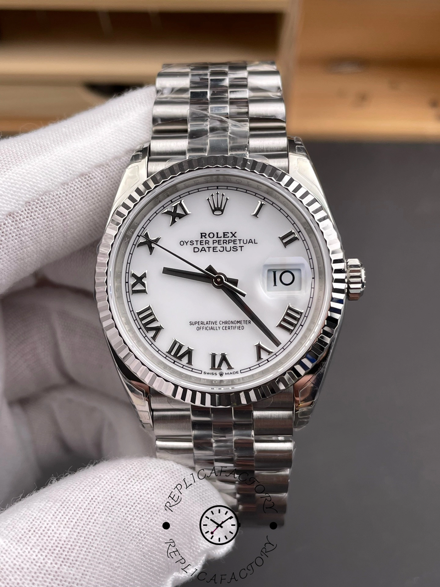 Rolex Datejust 126234 Fluted Bezel White Roman Dial 36MM Unisex Replica Watch