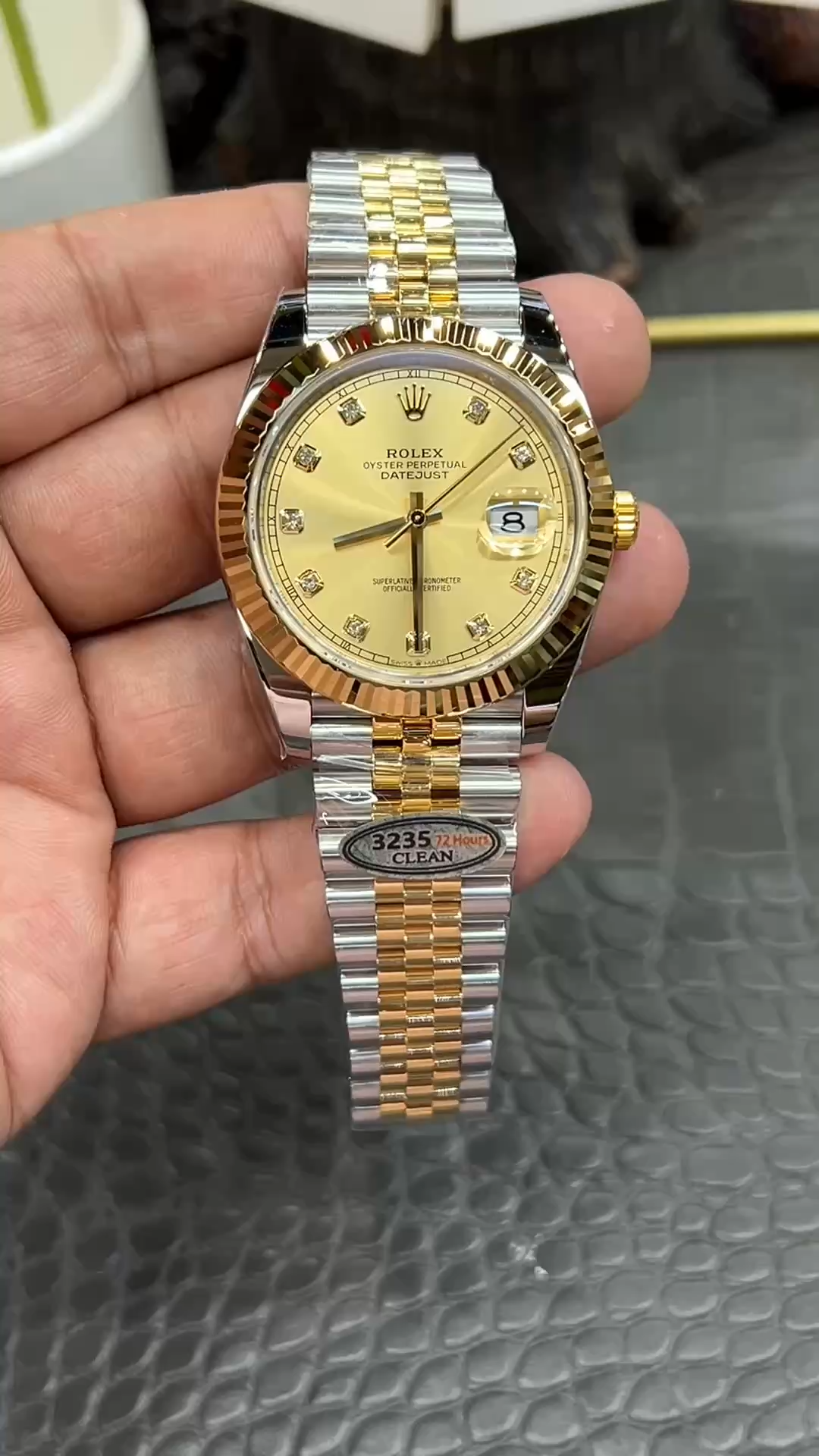 2022 Rolex Datejust Champagne Diamond Dial Two Tone M126333-0012 41mm Mens Replica Watch