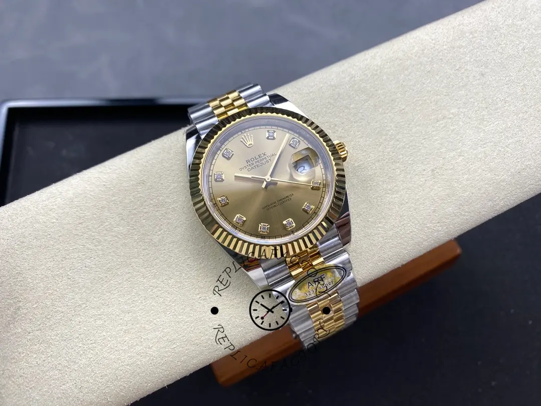 2022 Rolex Datejust Champagne Diamond Dial Two Tone M126333-0012 41mm Mens Replica Watch