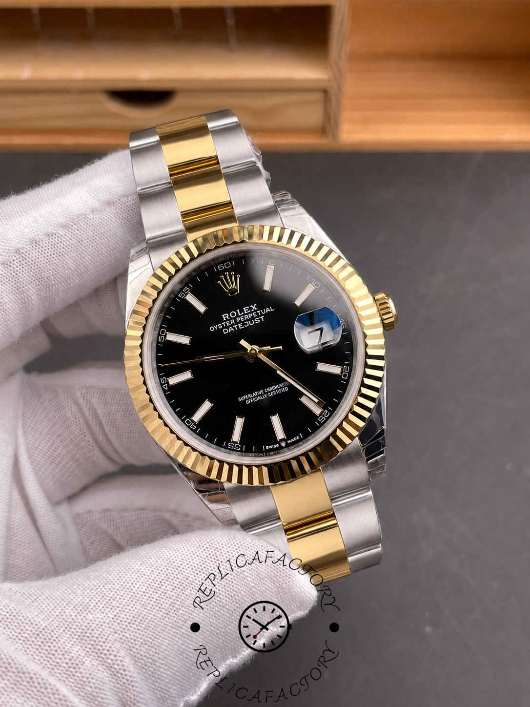Rolex Datejust 41 Black Dial Fluted Bezel 126333 0013 Men's Watch