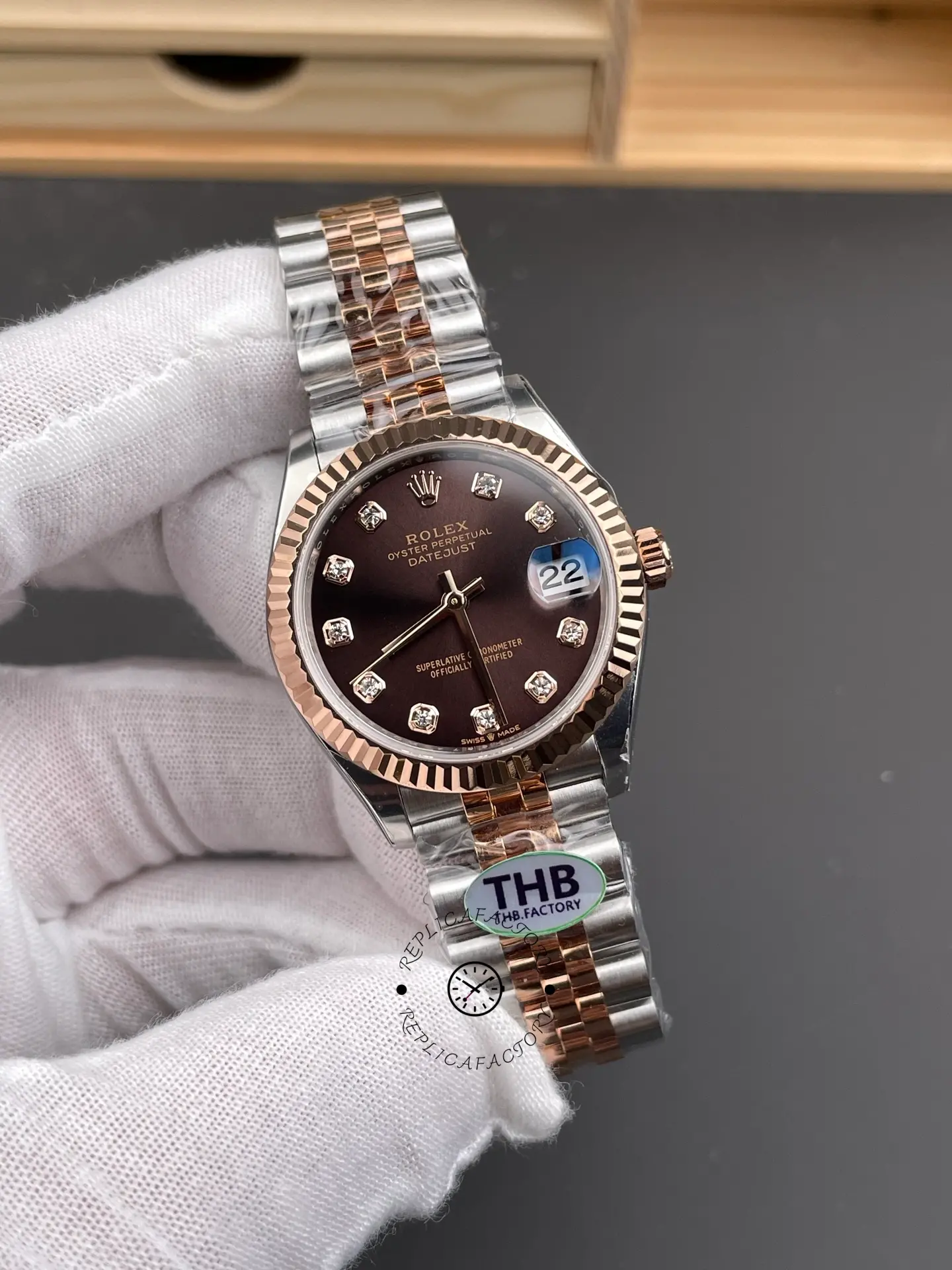 Rolex Datejust 28 Brown Dial Two Tone Strap 279171-0011 Replica