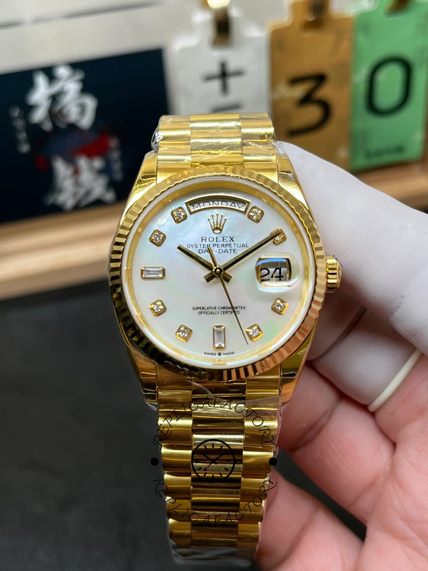 Rolex Day Date 36mm Yellow Gold 128238 0011 MOP Diamond