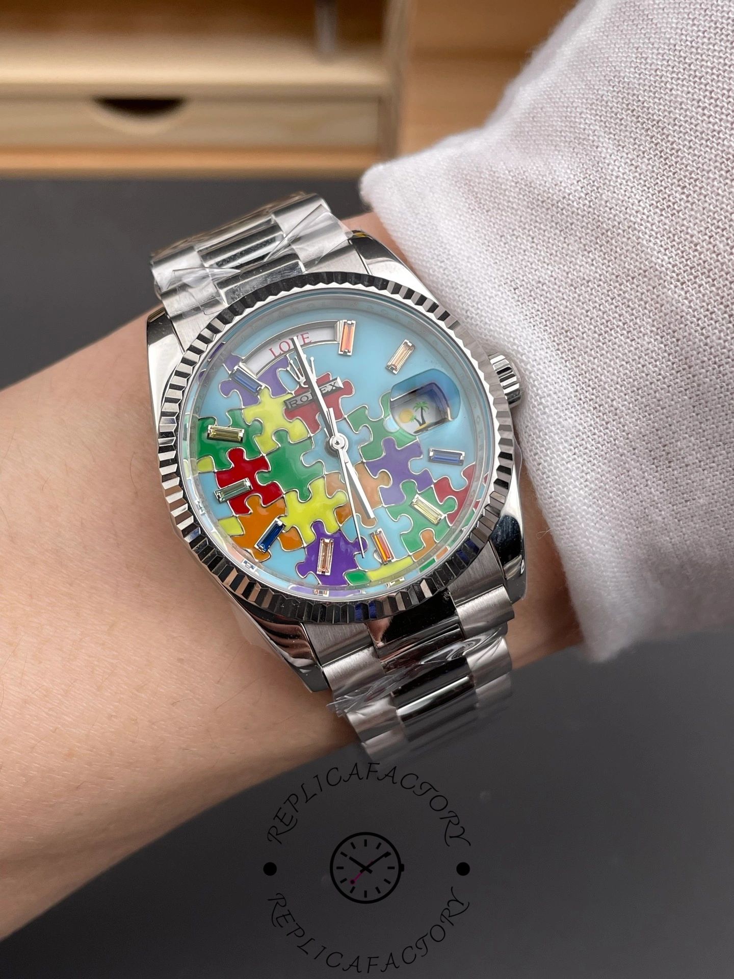 Rolex Day-Date 36 President Jigsaw Emoji Puzzle Dial 128239 0056