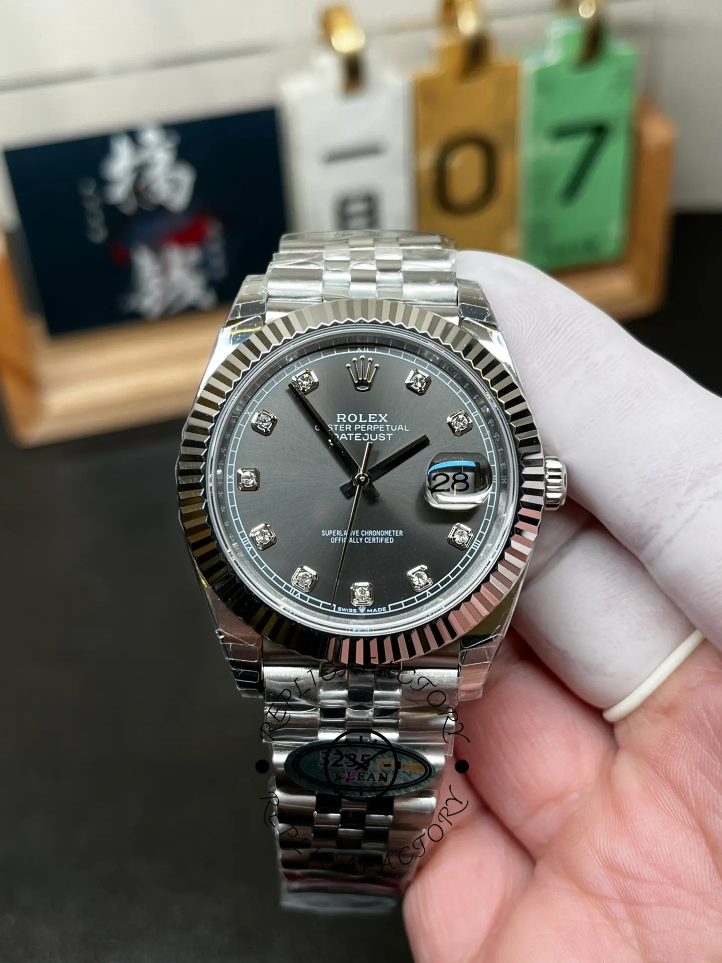 Rolex Datejust 41 Rhodium Diamond Dial Fluted Bezel m126334 0006 Men's Watch