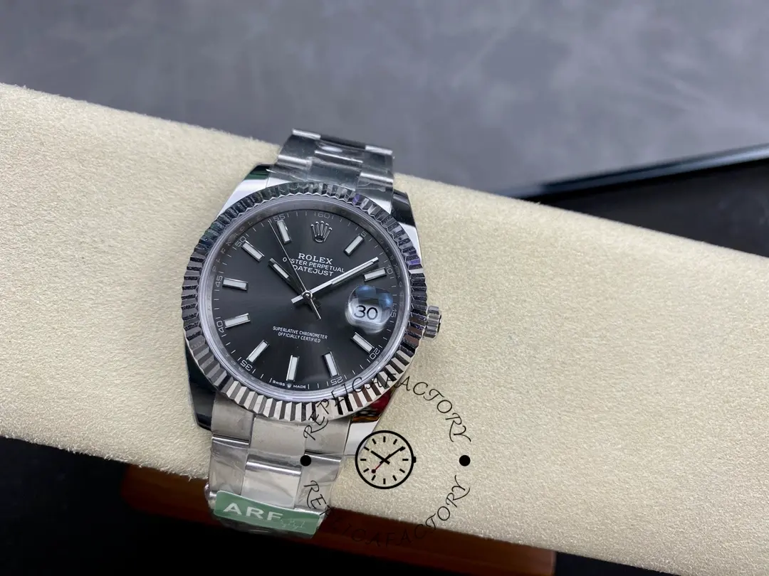 Rolex Datejust 41 White Gold Fluted Bezel Slate Dial Oyster M126334 0013 Men's Watch