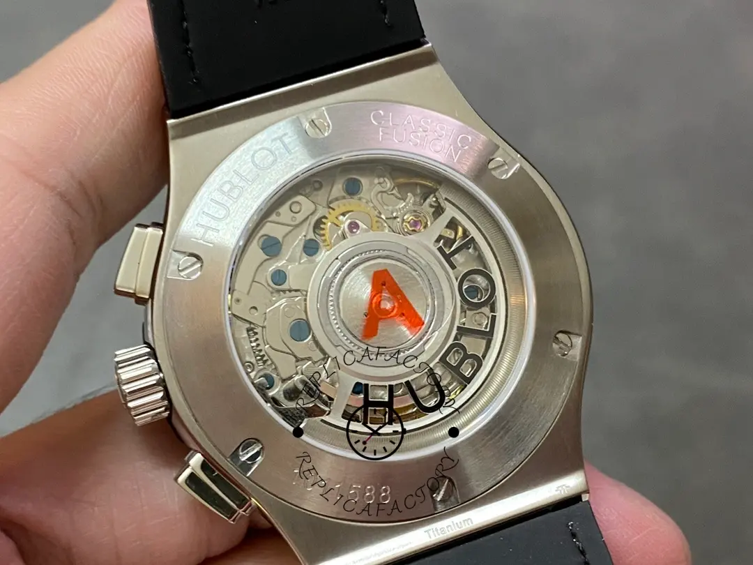 Caseback view of Hublot 521.NX.7071.LR showing engraved back and center detail.