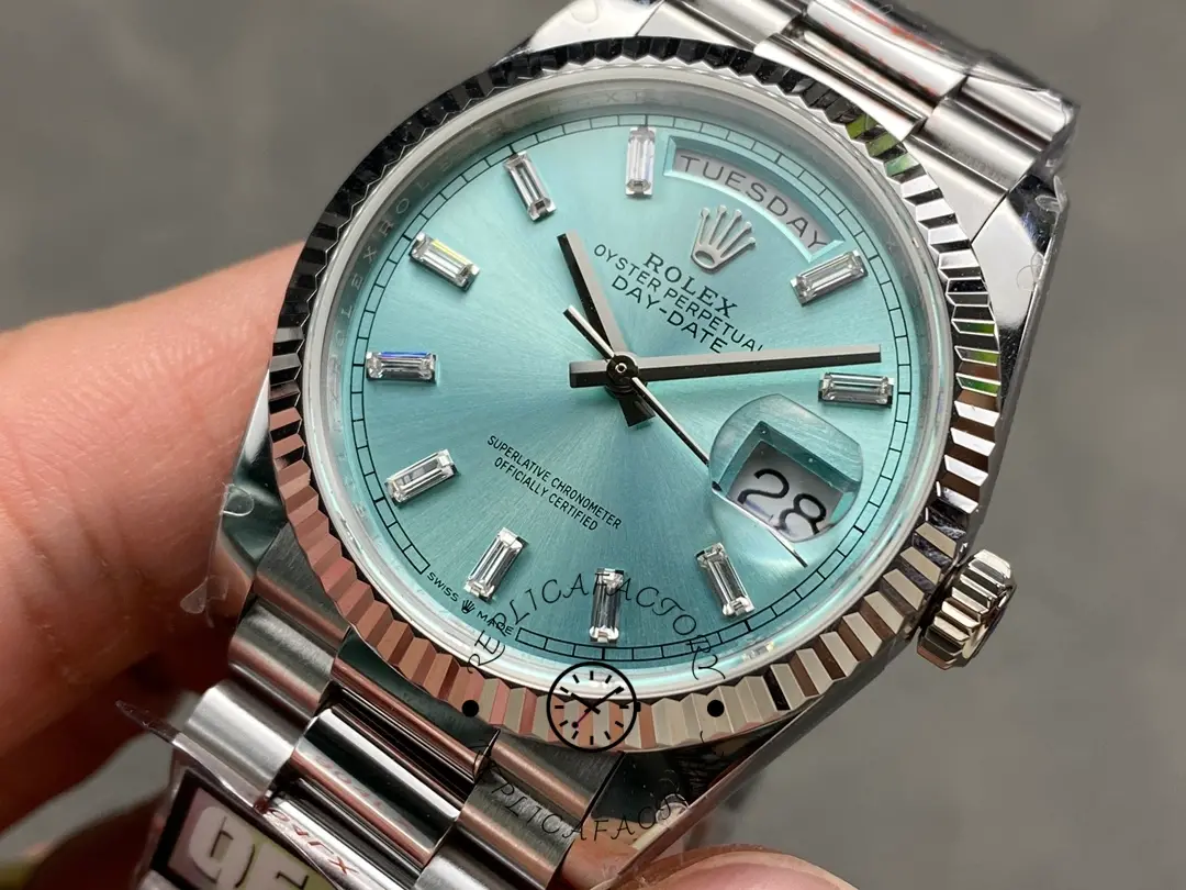 Rolex Day Date 36 Fluted Bezel Platinum Bracelet 128236 0009
