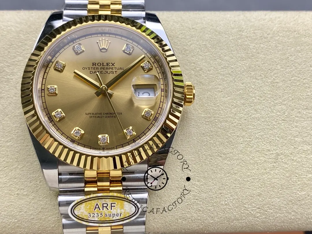 2022 Rolex Datejust Champagne Diamond Dial Two Tone M126333-0012 41mm Mens Replica Watch