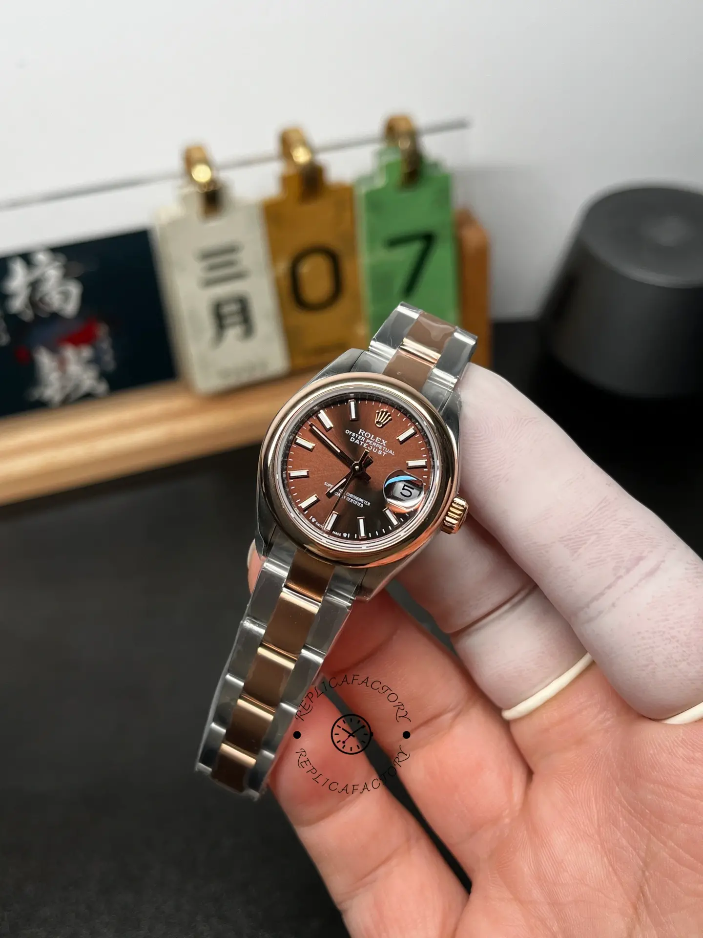Rolex Lady-Datejust 28mm Two-Tone 1:1 Clone Brown Dial 279161-0018