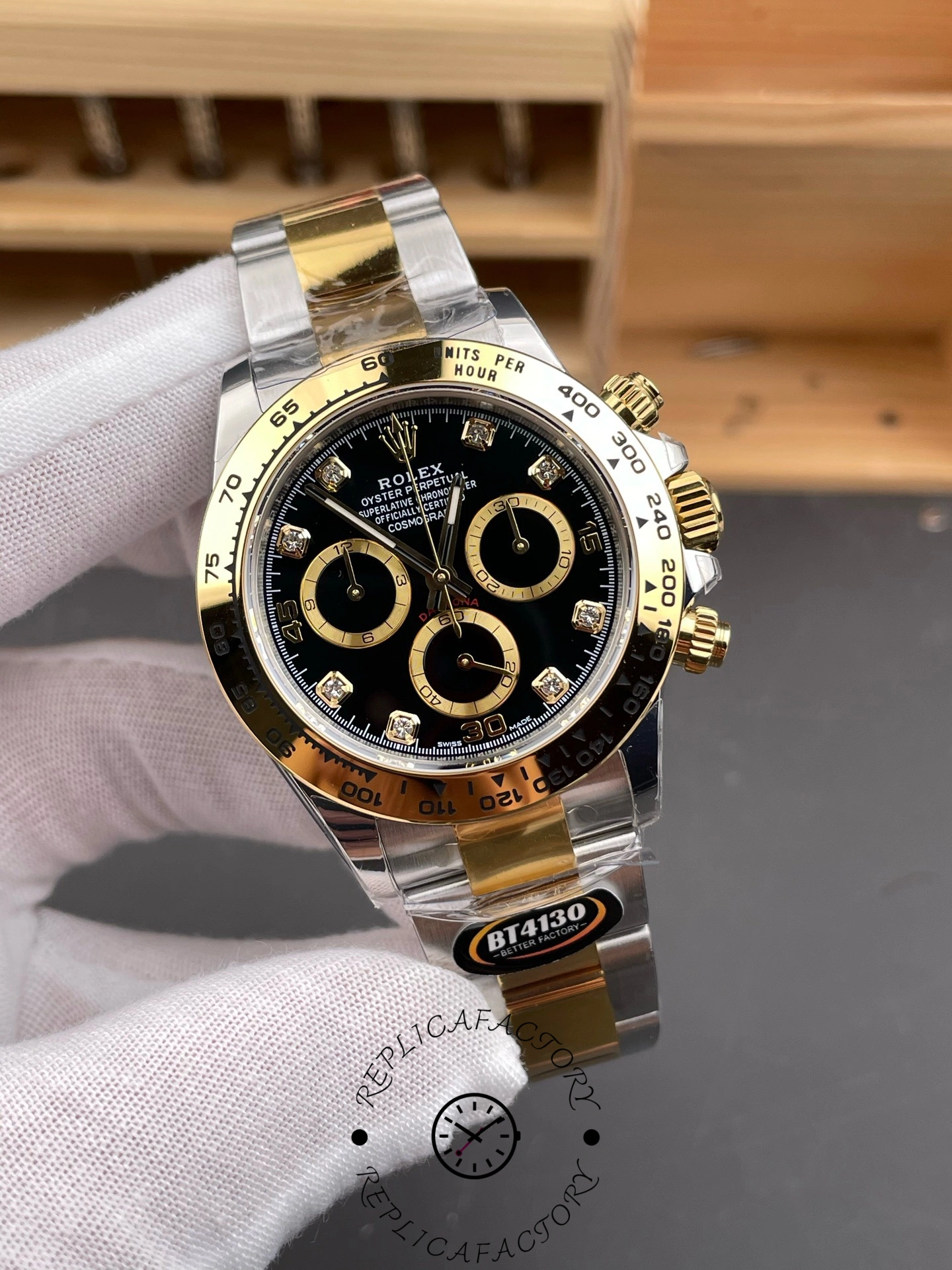 Rolex Daytona Black Dial Two Tone Oyster 116503 40mm Men's Watch