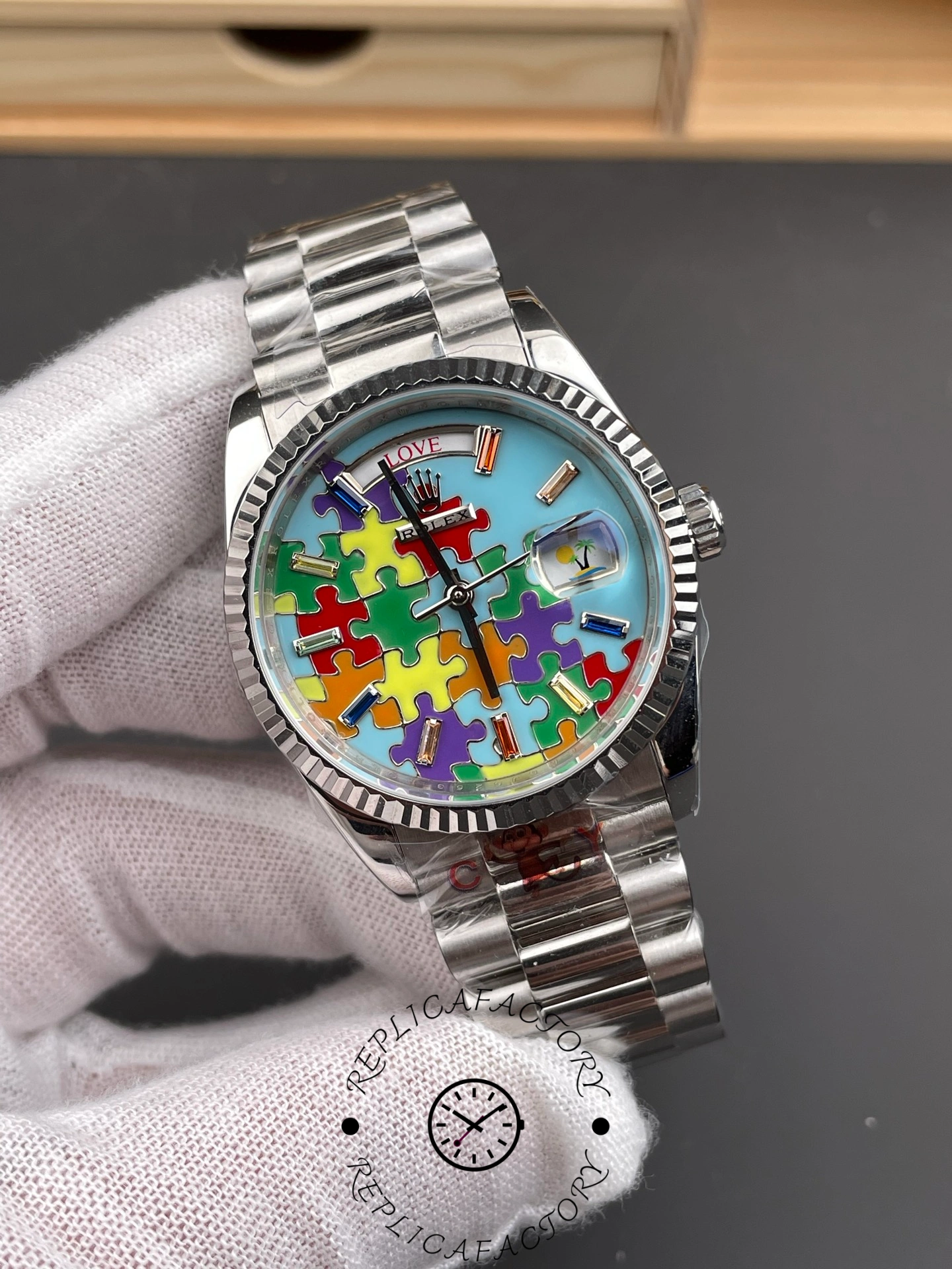 Rolex Day-Date 36 President Jigsaw Emoji Puzzle Dial 128239 0056