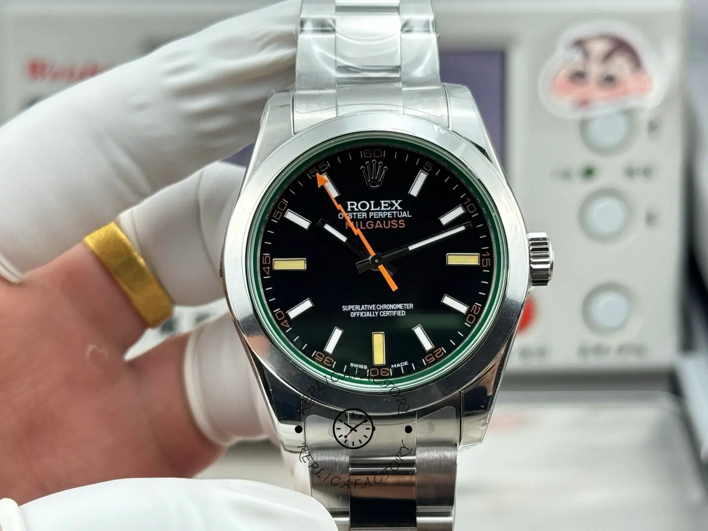 Rolex Milgauss 116400GV-0001 Stainless Steel Black Dial 40MM Mens Replica Watch