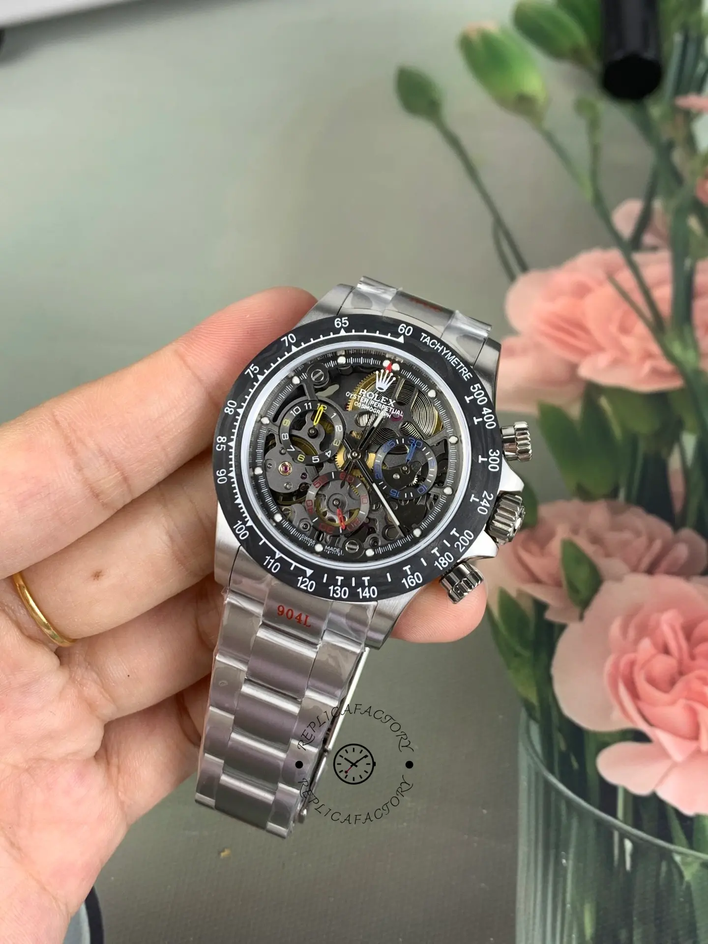 Rolex Daytona 116520 ADG Skeleton Dial Steel Bracelet Steel Case Replica Watch