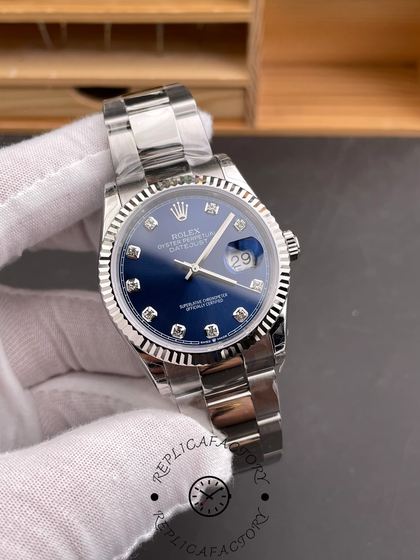 Rolex Datejust 126234 Blue Index Dial Stainless Steel 36MM Unisex Replica Watch