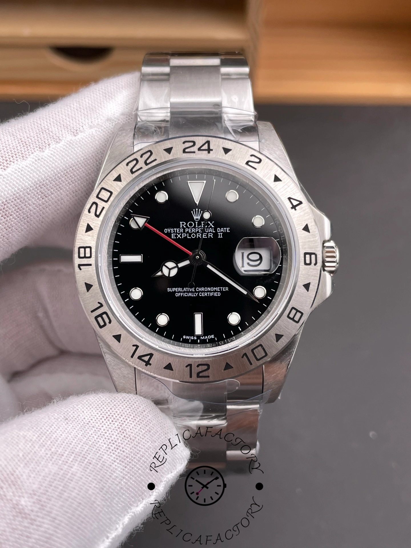 Rolex Explorer II 16570 Stainless Steel Black Dial 40MM Mens Replica Watch
