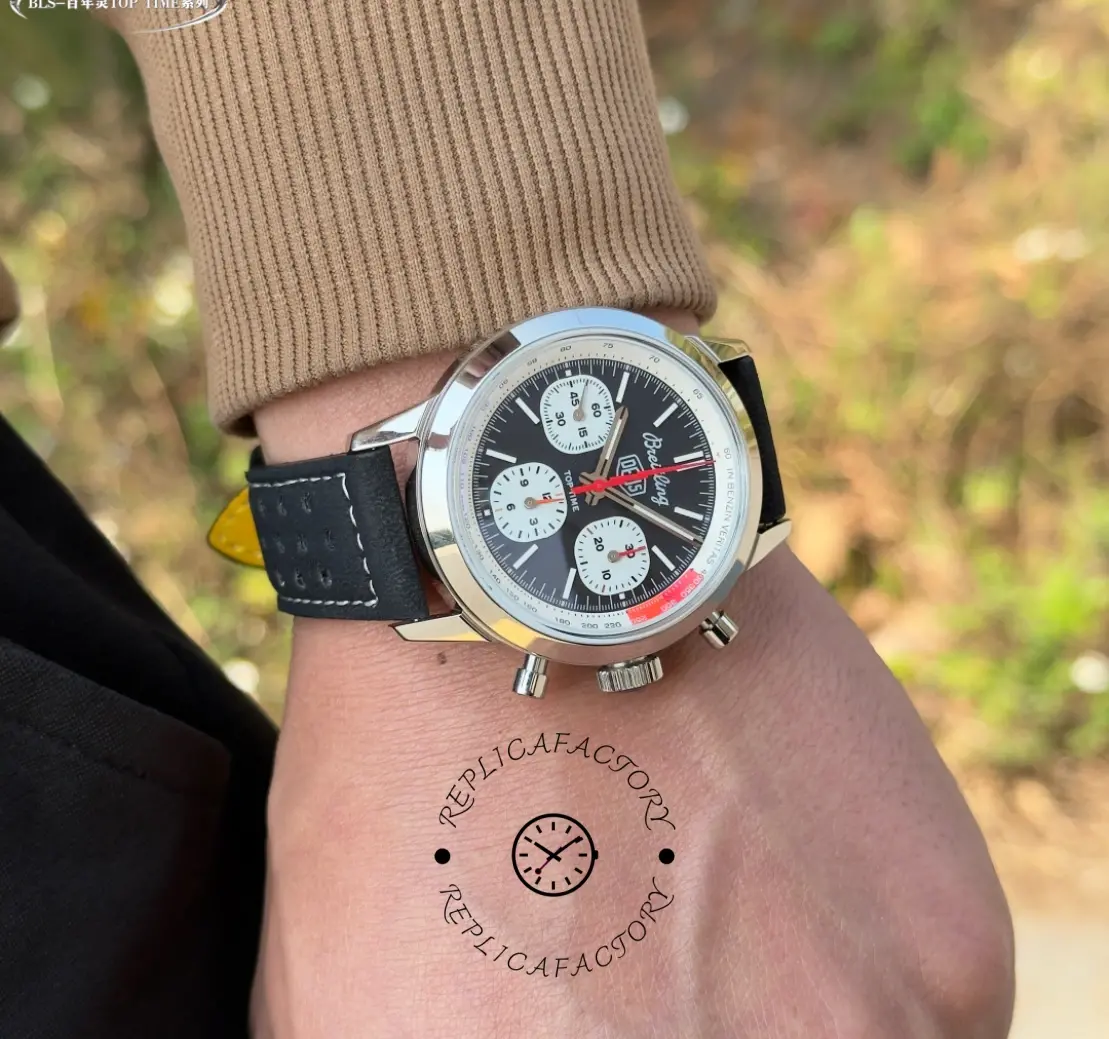 Breitling Top Time B01 Deus Chronograph AB01765A1B1X1, wrist shot with sleeve showing daily wear look.