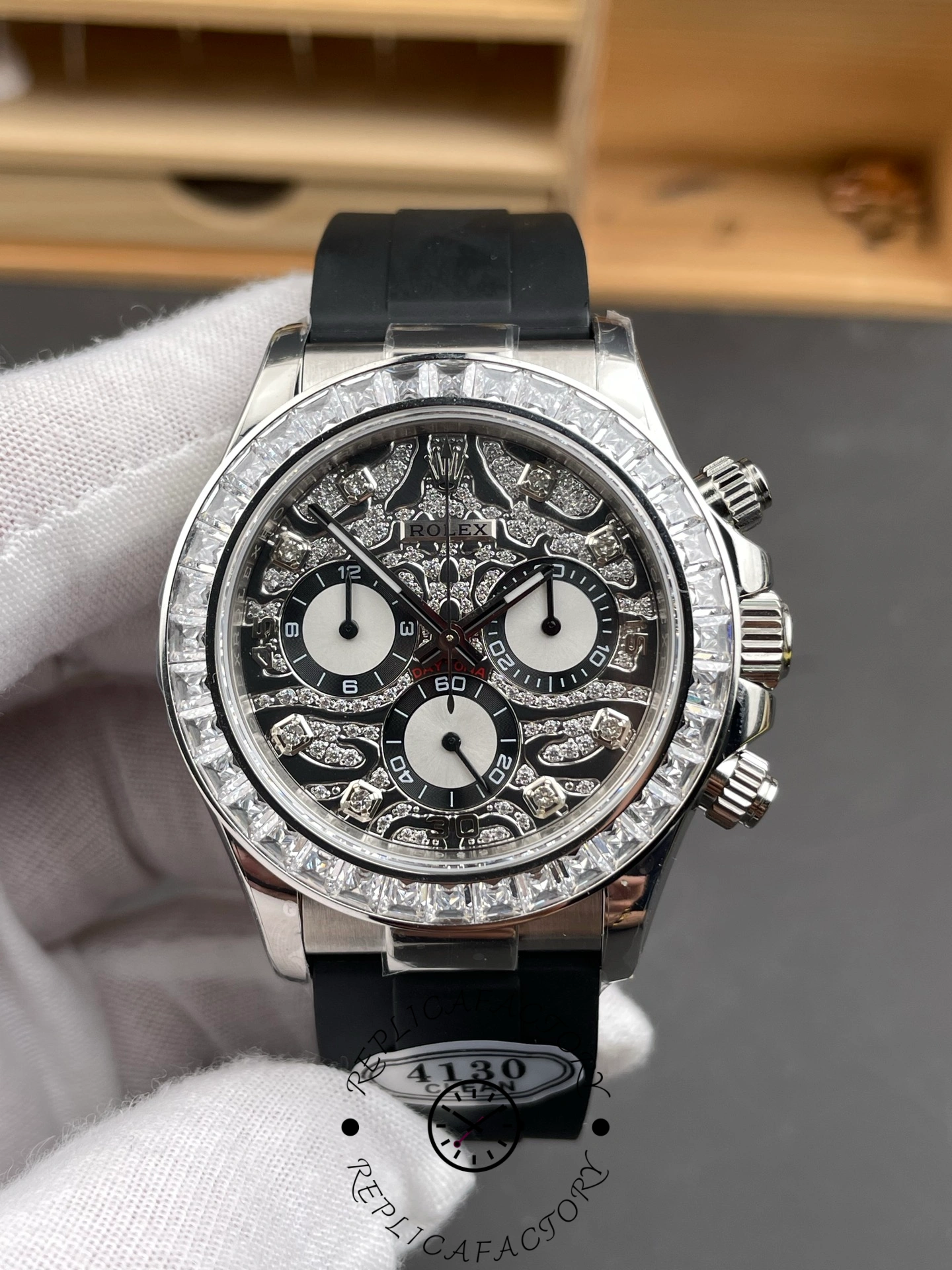 Rolex Daytona 40mm Eye of the Tiger White Gold Diamond Dial Oysterflex 116589TBR