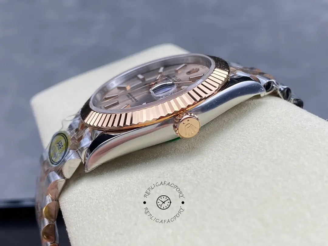 Rolex Datejust 41mm Two Tone Rose Gold Jubilee Band Sundust Index Dial 126331 0010