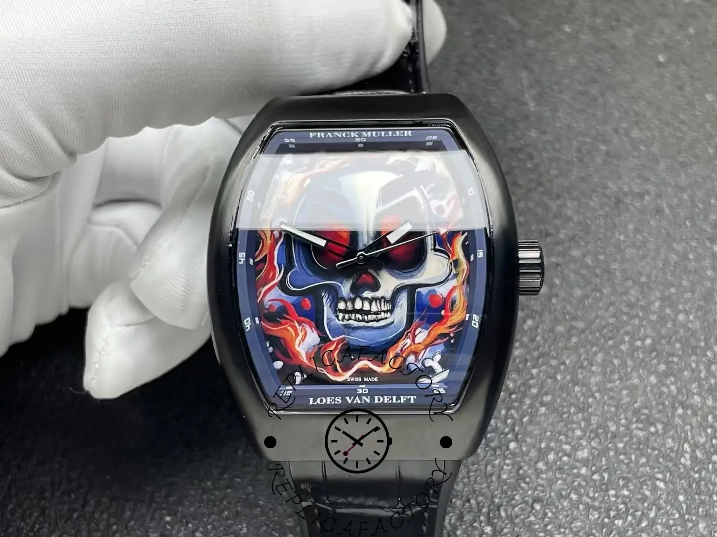 Franck Muller V43-SC-LVD-SKULLY TT Replica Vanguard Skully Watch - WatchesReplica.is