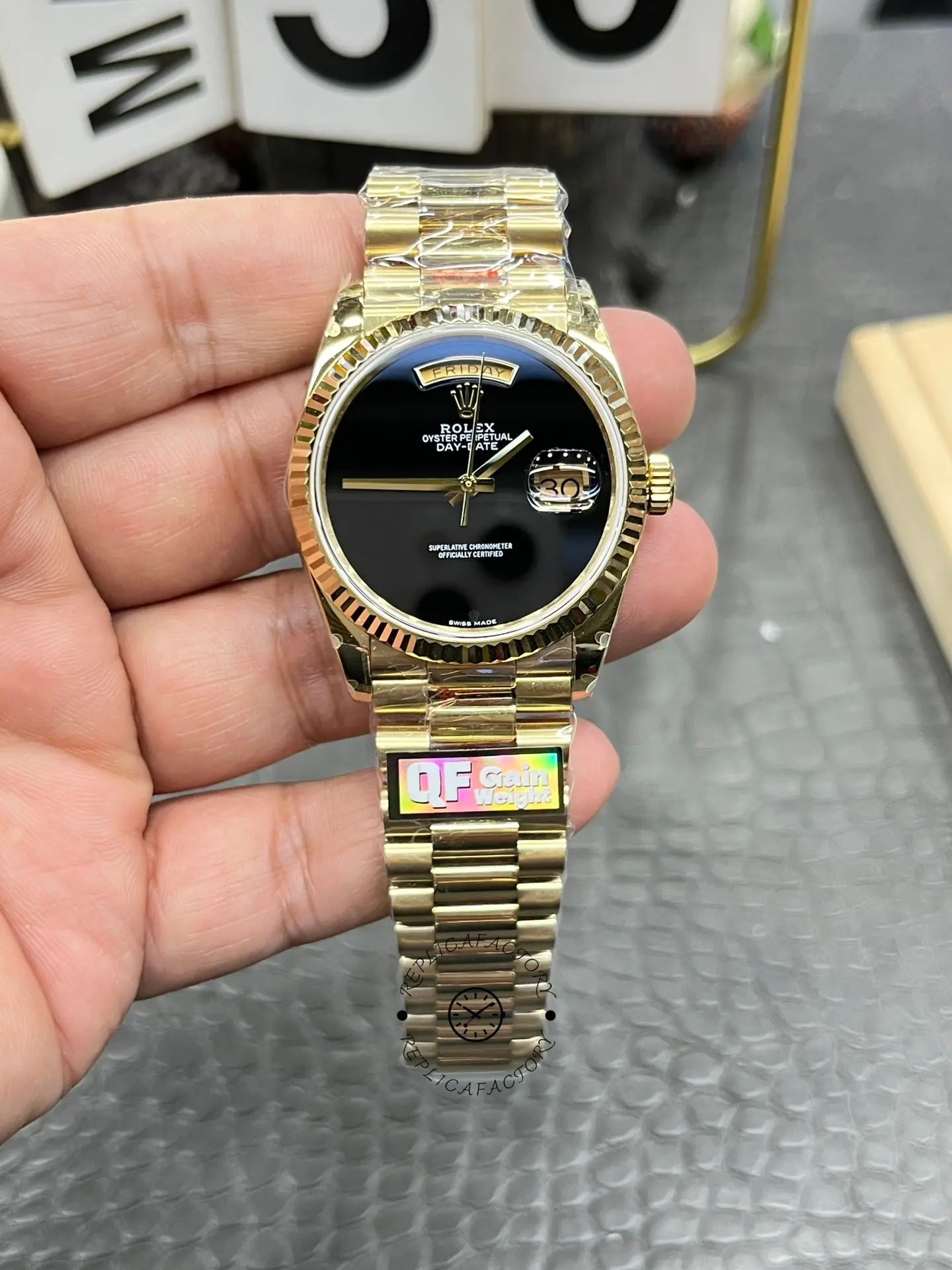 Rolex Day-Date 18038 36mm President Men's Onyx Dial Watch 1:1 Clone
