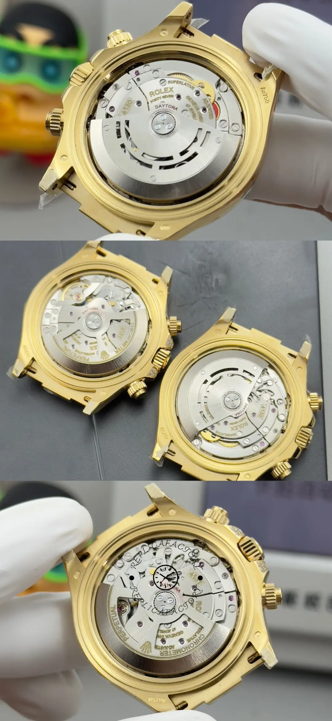 Clone Rolex Daytona 126538TBR-0004 Gold Dial & Oysterflex Strap