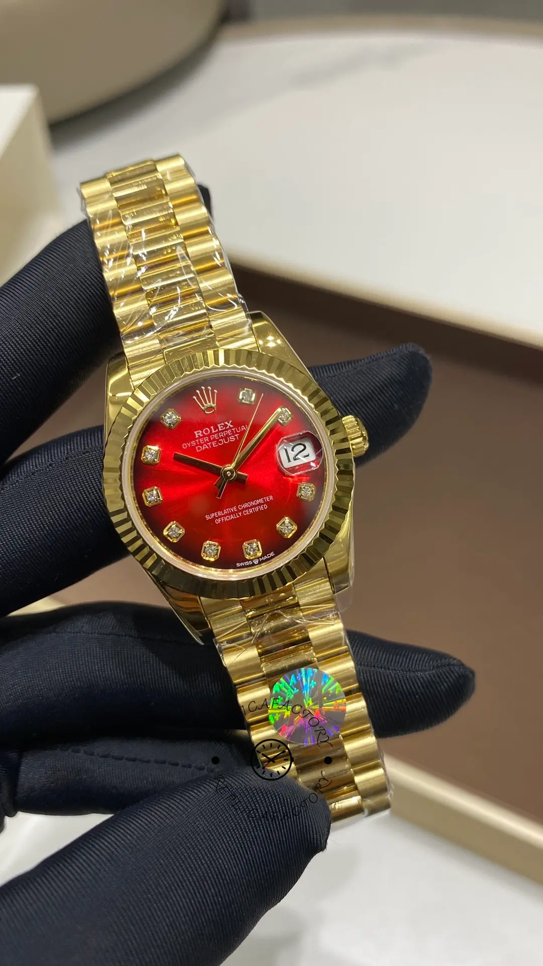 Replica Rolex Datejust 278278-0049 Red Ombré Dial 31 President Strap