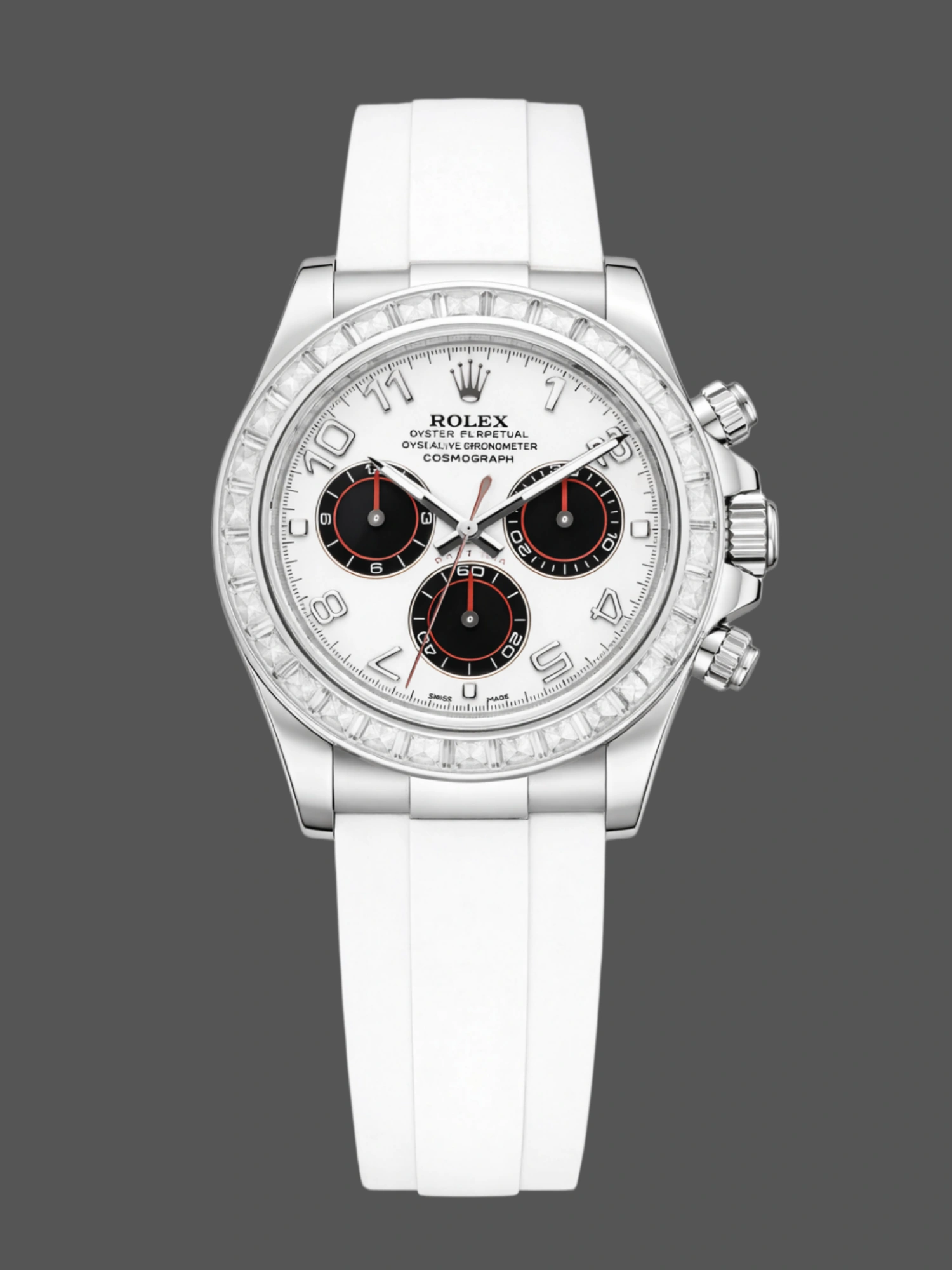 1:1 Clone Rolex Daytona White Dial Rubber Strap 116519 Diamond Edition