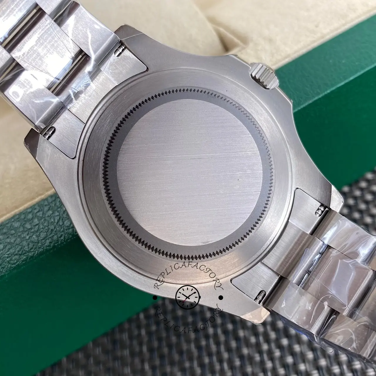 Case back view of Rolex Yacht-Master 226627-0001 showing the solid screw-down back.