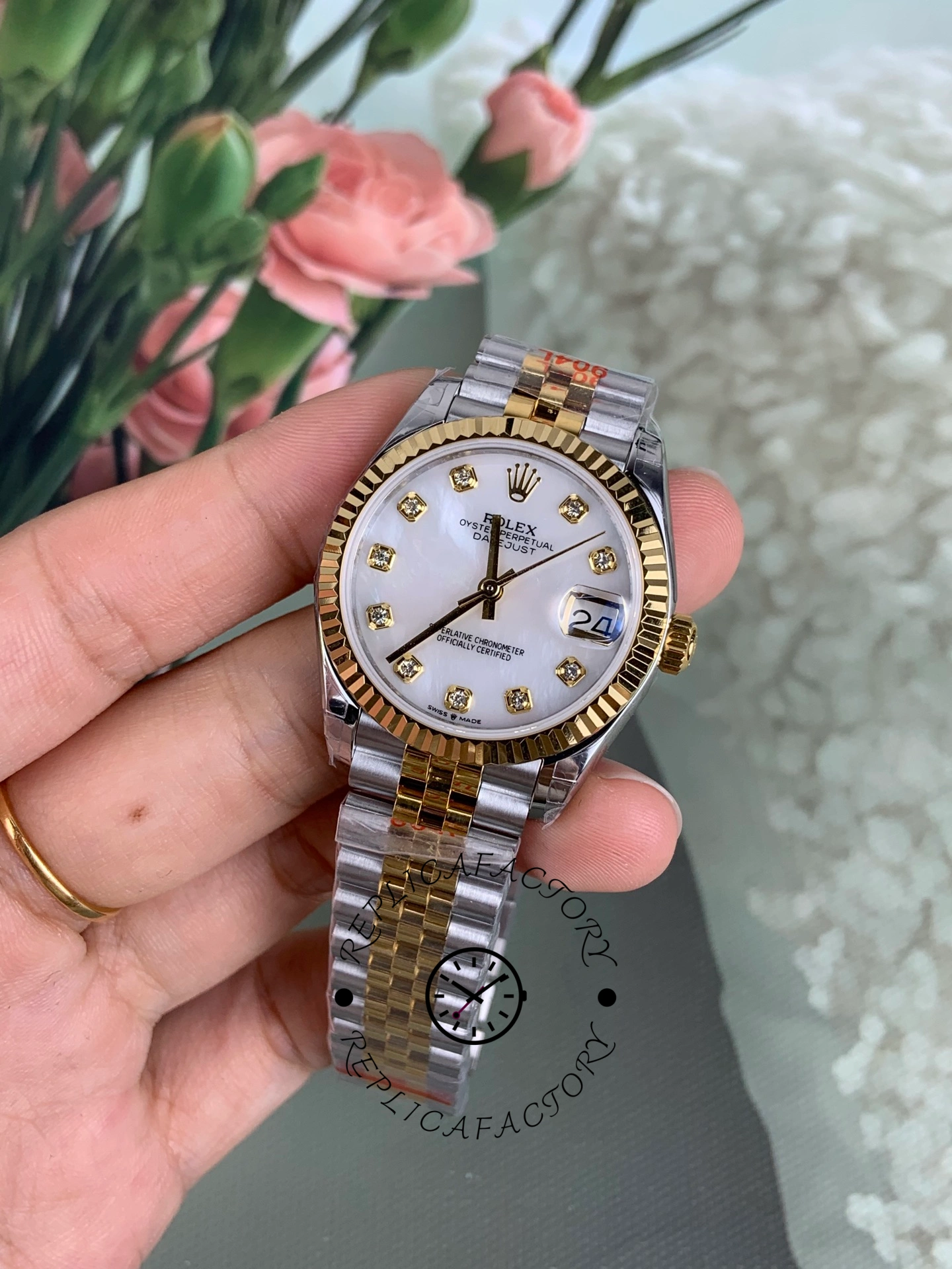 Rolex Datejust 31mm Stainless Steel and Yellow Gold 278273 0028 Mop Diamond Jubilee