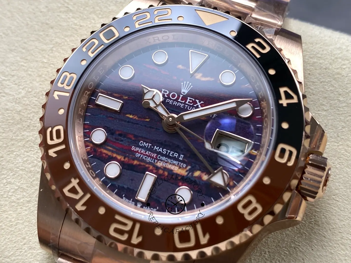 2025 Rolex GMT Master II 18k Everose Gold M126715CHNR 0002 Replica
