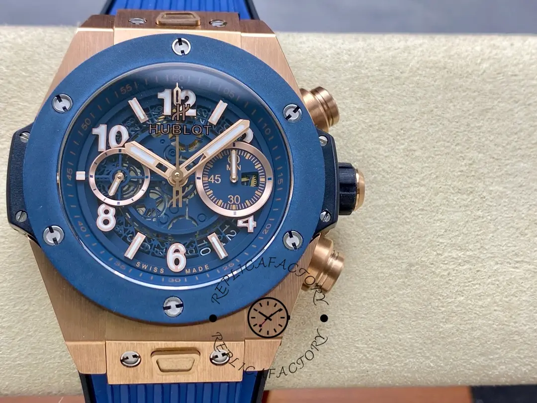 Replica Hublot Big Bang Unico King Gold Blue Ceramic 421.OL.5180.RX