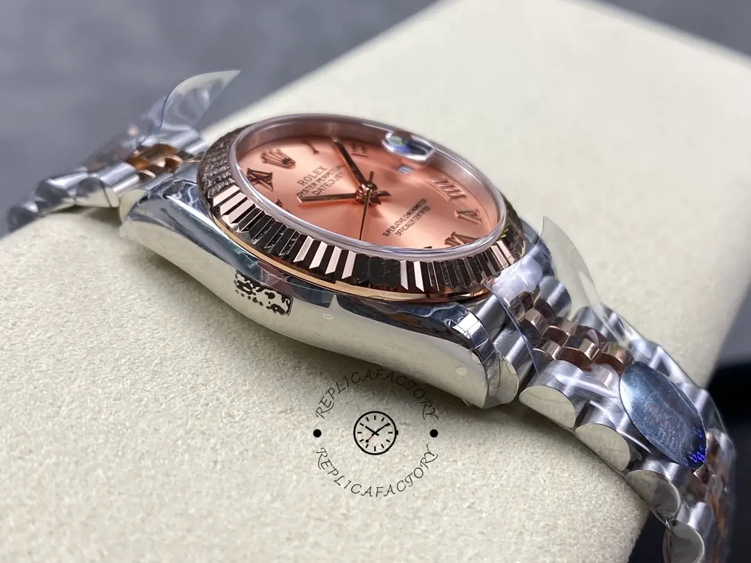 Rolex Datejust 278271 Sun Dust Roman Dial Two Tone Rose Gold Fluted Bezel Jubilee