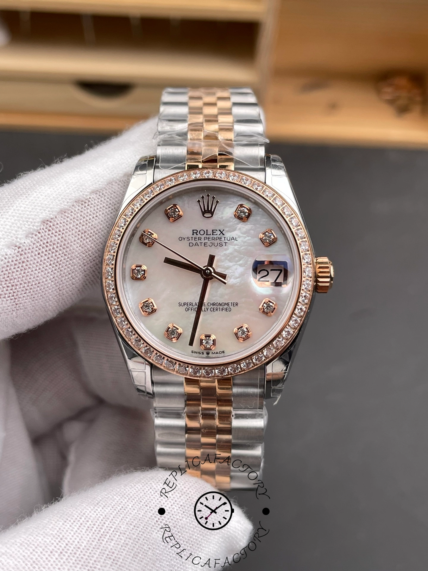 Rolex Datejust 31mm Stainless Steel and Rose Gold 278381RBR Mop Diamond Jubilee