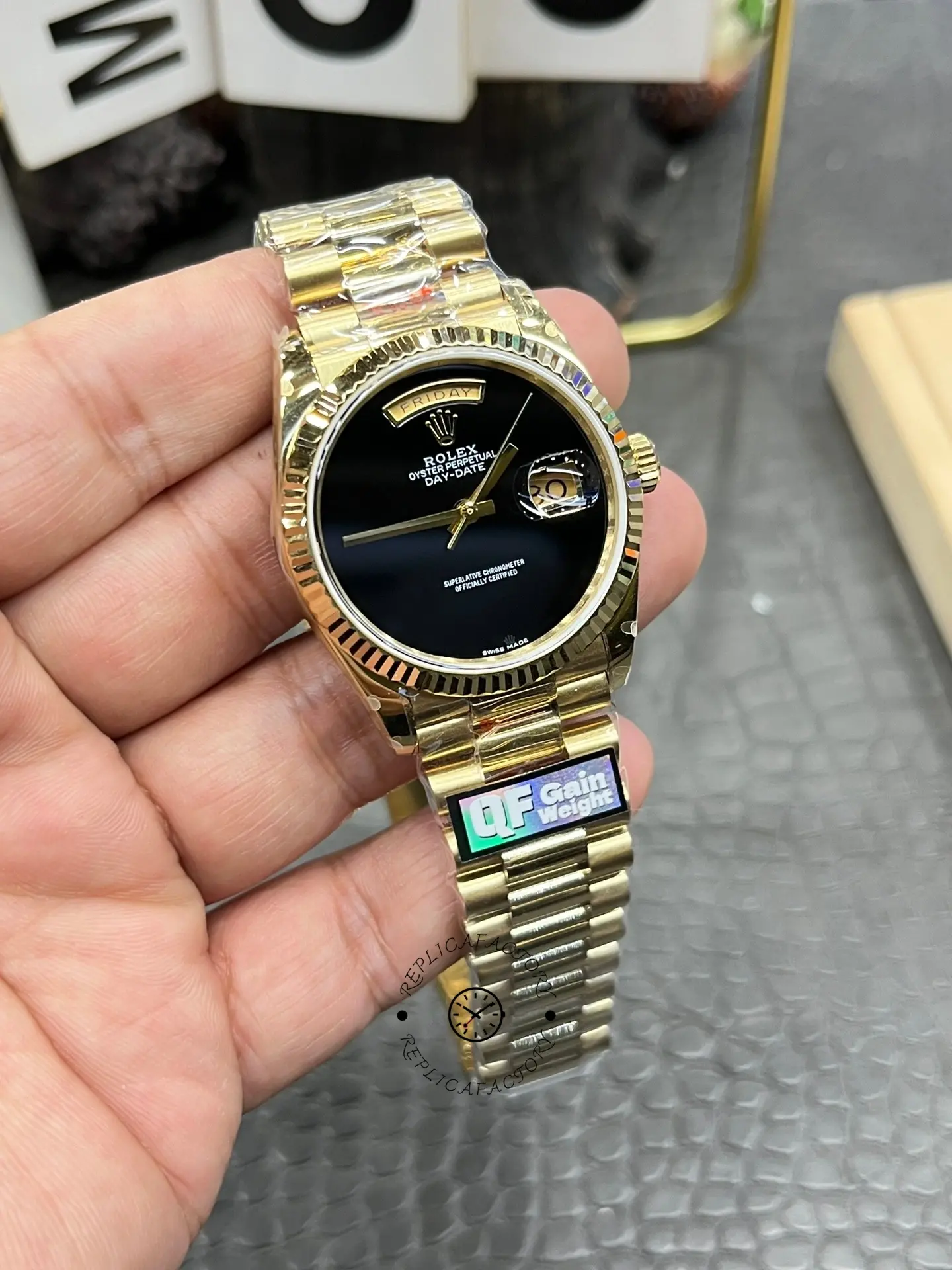 Rolex Day-Date 18038 36mm President Men's Onyx Dial Watch 1:1 Clone