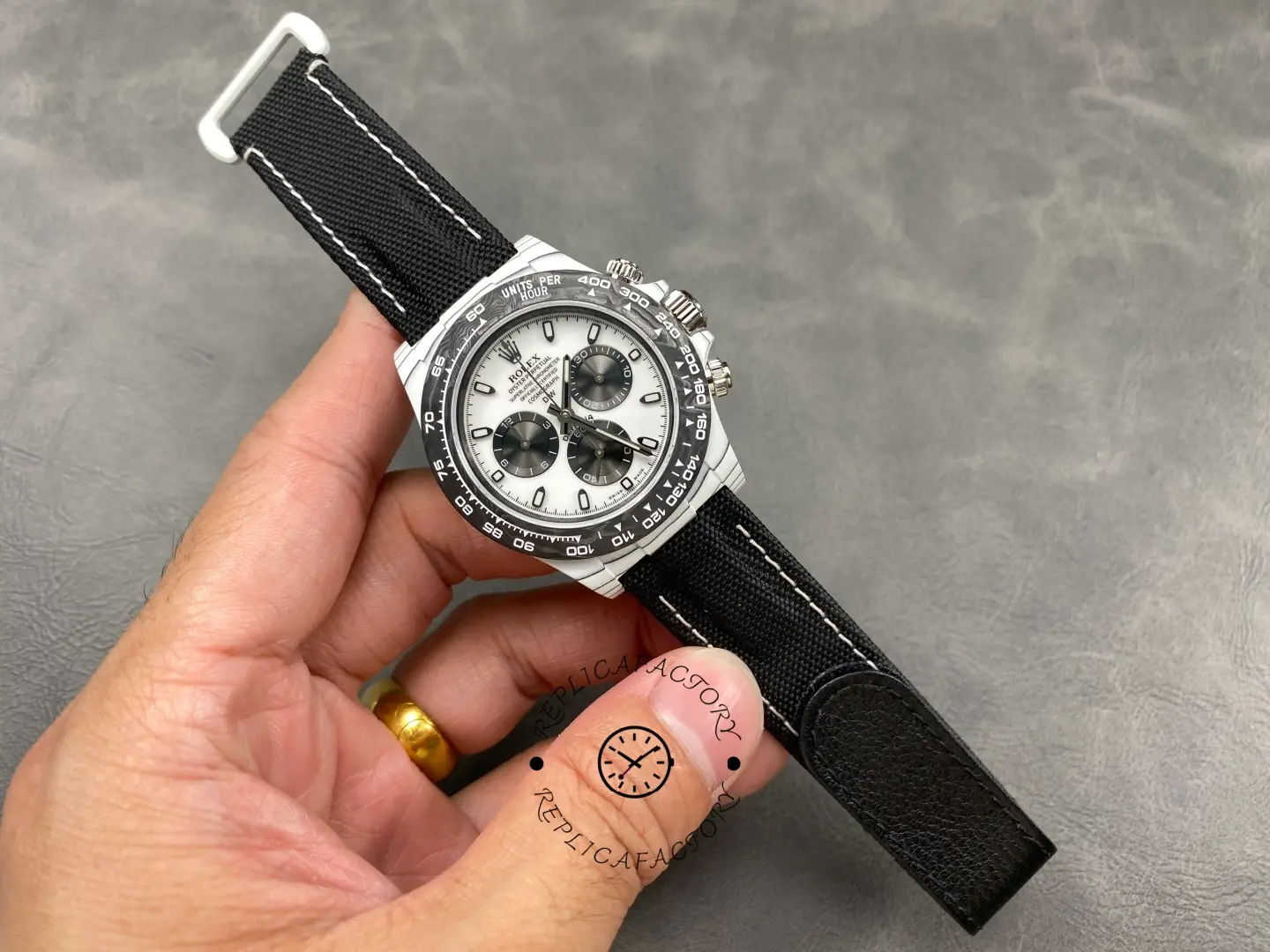 Replica Rolex Daytona IRBIS DiW White & Black Dial Black Nylon Strap 41mm
