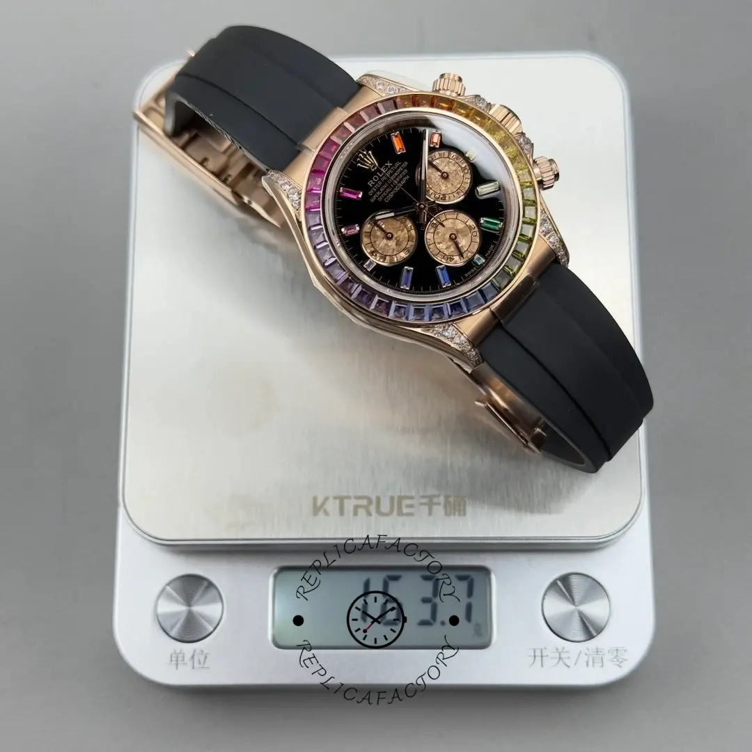 Rolex Daytona 1:1 Clone 116595RBOW Black Dial Rubber Strap