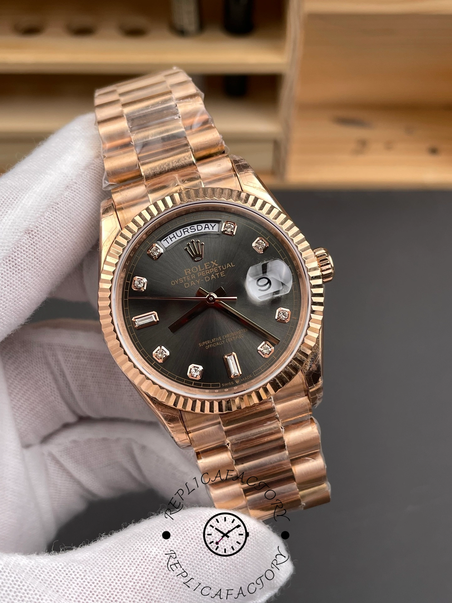 Rolex Day-Date 36 President Slate Diamond Dial m128235-0050