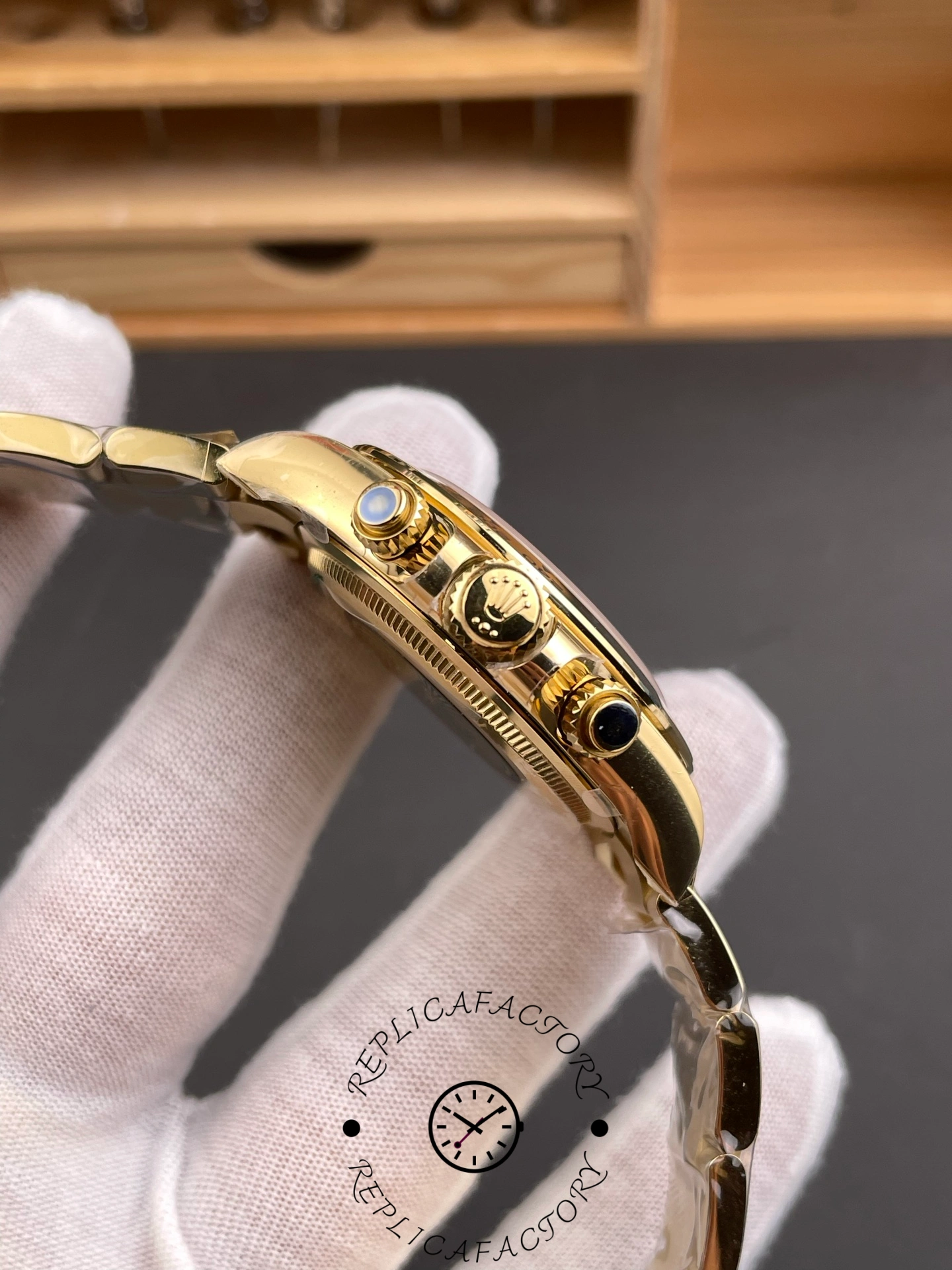 Rolex Daytona 40mm Yellow Gold Oyster Bracelet with Black Stick Dial 126508 0004
