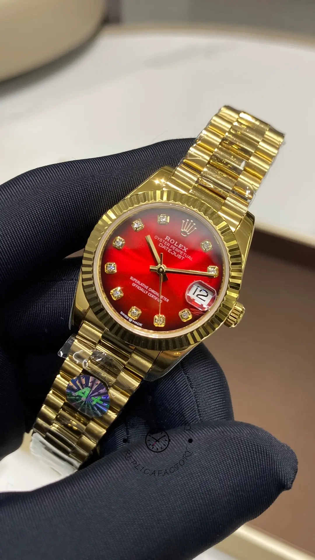Replica Rolex Datejust 278278-0049 Red Ombré Dial 31 President Strap